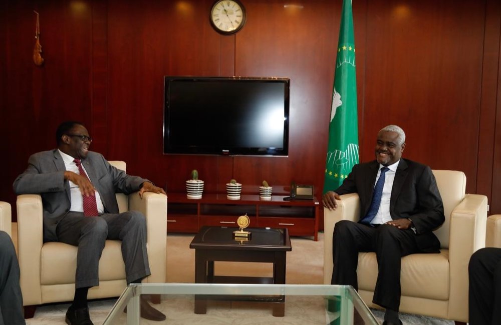 Special Envoy Michel Kafando meets with AU Commission Chairperson Moussa Faki Mahamat in Addis Ababa, 13 May 2019.Photo: UN/Elshaddai Mesfin 